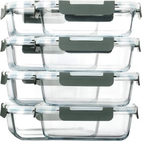 [8-Pack,30 oz]Glass Meal Prep Containers,Glass Food Storage Containers,Airtight lunch Containers with Lids, Microwave, Oven, Freezer and Dishwash