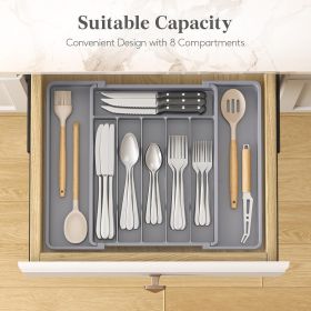 Silverware Drawer Organizer, Expandable Utensil Tray for Kitchen, BPA Free Flatware and Cutlery Holder