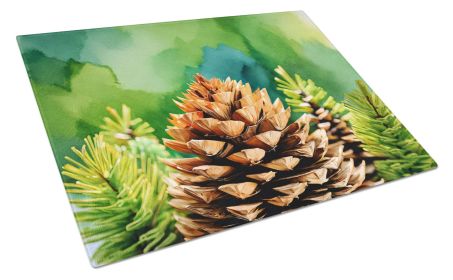 NEW Maine White Pine Cone and Tassels in Watercolor Glass Cutting Board Decorative Tempered Glass Kitchen Cutting and Serving Board Large Size Ch