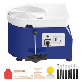 Pottery Wheel, 350W, 11 In Clay Wheel Forming Machine, 60-300 RPM Adjustable Speed With Handle And Pedal Control, ABS Detachable Basin, Accessory (Option: default)