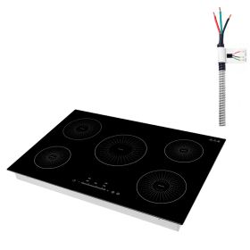 Induction Cooktop 30in 5 Burners Built-in Electric Stove 220V 9200W, Low-Power Continuous Heating, Induction Burner For Kitchen, 9 Power Levels, (Option: default)