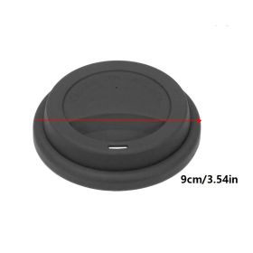 1pc Silicone Drinking Lid; Spill-Proof Cup Lids; Reusable Coffee Mug Lids; Coffee Cup Covers (Color: Black)